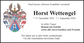 Traueranzeige von Horst Wettengel von Frankenpost
