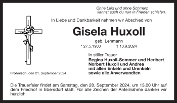 Traueranzeige von Gisela Huxoll von Neue Presse Coburg