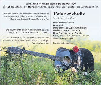 Traueranzeige von Peter Scholta von Südthüringer Presse