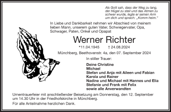 Traueranzeige von Werner Richter von Frankenpost