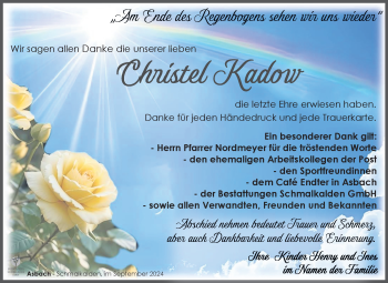 Traueranzeige von Christel Kadow von Südthüringer Presse