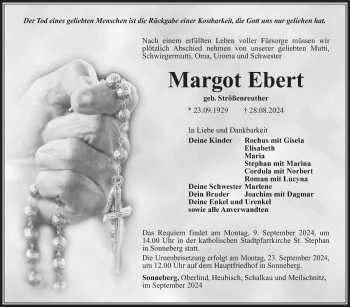 Traueranzeige von Margot Ebert von Südthüringer Presse