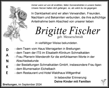 Traueranzeige von Brigitte Fischer von Südthüringer Presse