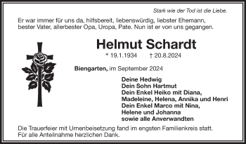 Traueranzeige von Helmut Schardt von Frankenpost