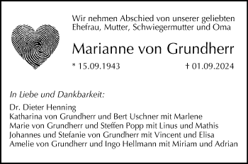 Traueranzeige von von Grundherr Marianne von Neue Presse Coburg
