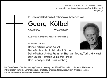 Traueranzeige von Georg Kölbel von Neue Presse Coburg