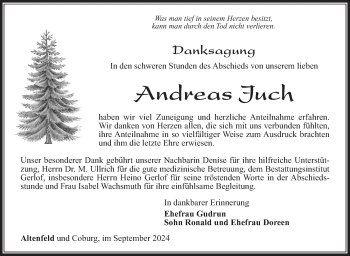 Traueranzeige von Andreas Juch von Südthüringer Presse