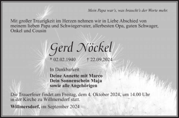 Traueranzeige von Gerd Nöckel von Südthüringer Presse