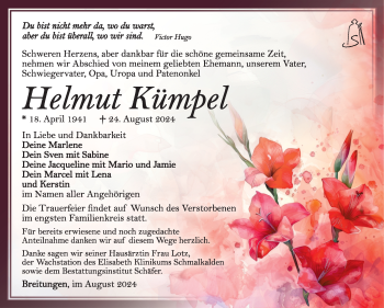 Traueranzeige von Helmut Kümpel von Südthüringer Presse
