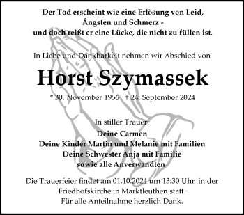 Traueranzeige von Horst Szymassek von Frankenpost