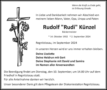 Traueranzeige von Rudolf Künzel von Frankenpost