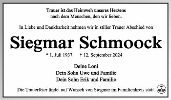 Traueranzeige von Siegmar Schmoock von Südthüringer Presse
