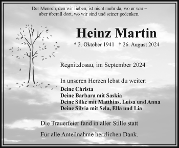 Traueranzeige von Heinz Martin von Frankenpost