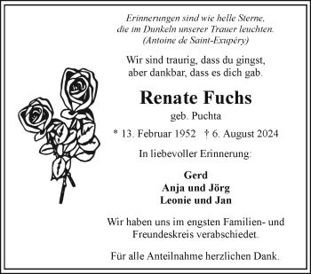 Traueranzeige von Renate Fuchs von Frankenpost