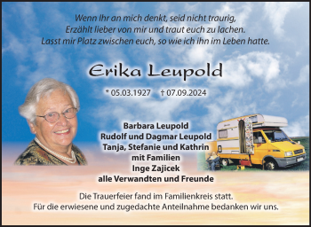 Traueranzeige von Erika Leupold von Frankenpost