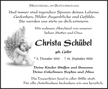 Traueranzeige von Christa Schübel von Frankenpost