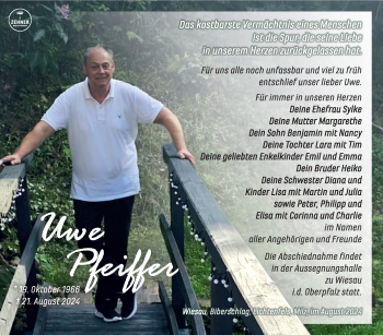 Traueranzeige von Uwe Pfeiffer von Südthüringer Presse
