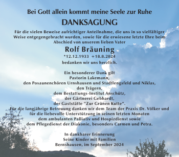Traueranzeige von Rolf Bräuning von Südthüringer Presse