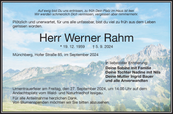 Traueranzeige von Werner Rahm von Frankenpost