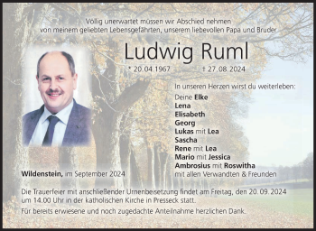 Traueranzeige von Ludwig Ruml von Frankenpost