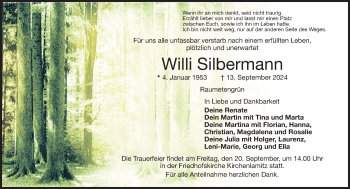 Traueranzeige von Willi Silbermann von Frankenpost
