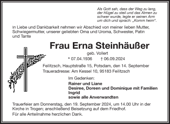 Traueranzeige von Erna Steinhäußer von Frankenpost