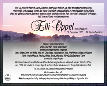 Traueranzeige von Elli Oppel von Südthüringer Presse
