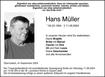 Traueranzeige von Hans Müller von Neue Presse Coburg