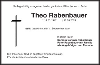 Traueranzeige von Theo Rabenbauer von Frankenpost