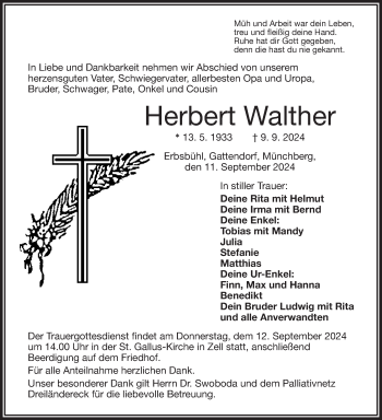 Traueranzeige von Herbert Walter von Frankenpost