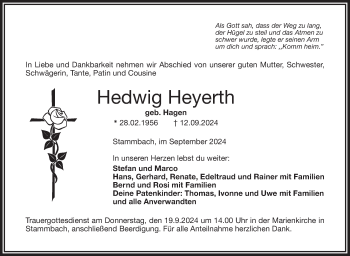 Traueranzeige von Hedwig Heyerth von Frankenpost
