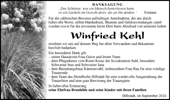 Traueranzeige von Winfried Kehl von Südthüringer Presse