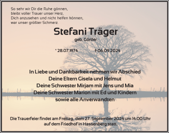 Traueranzeige von Stefanie Träger von Neue Presse Coburg