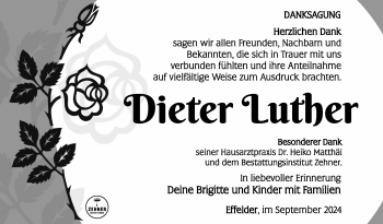 Traueranzeige von Dieter Luther von Südthüringer Presse