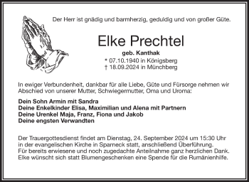 Traueranzeige von Elke Prechtel von Frankenpost