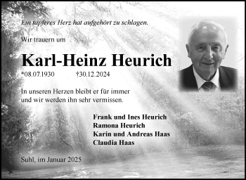 Traueranzeige von Karl-Heinz Heurich von Südthüringer Presse