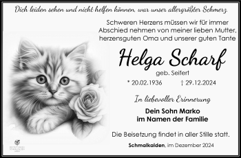 Traueranzeige von Helga Scharf von Südthüringer Presse