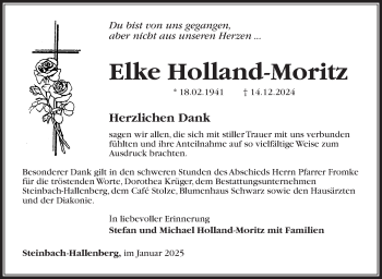 Traueranzeige von Elke Holland-Moritz von Südthüringer Presse