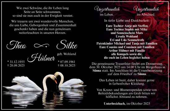 Traueranzeige von Theo Hübner 