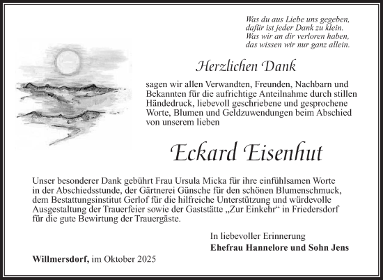 Traueranzeige von Eckard Eisenhut von Südthüringer Presse