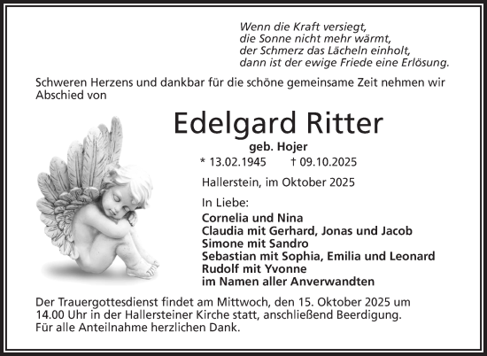 Traueranzeige von Edelgard Ritter von Frankenpost