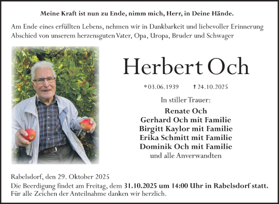 Traueranzeige von Herbert Och von Neue Presse Coburg