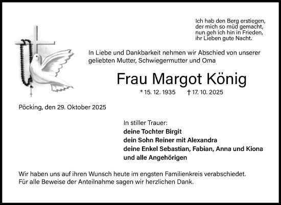 Traueranzeige von Margot König von Frankenpost