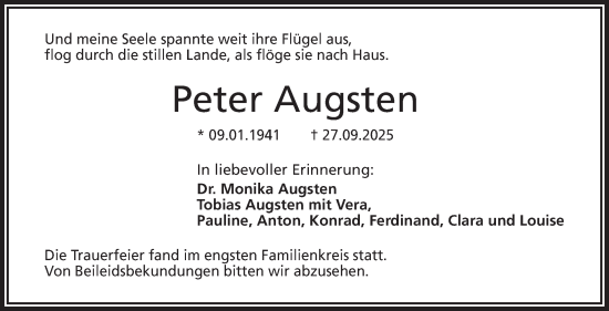 Traueranzeige von Peter Augsten von Frankenpost