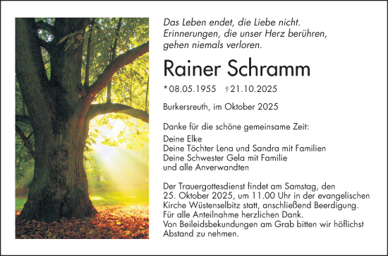 Traueranzeige von Rainer Schramm von Frankenpost