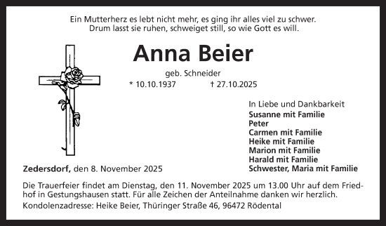 Traueranzeige von Anna Beier von Neue Presse Coburg