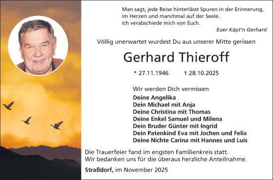 Traueranzeige von Gerhard Thieroff von Frankenpost