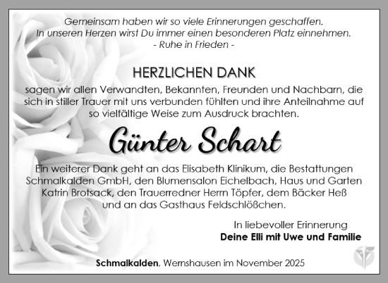 Traueranzeige von Günter Schart von Südthüringer Presse