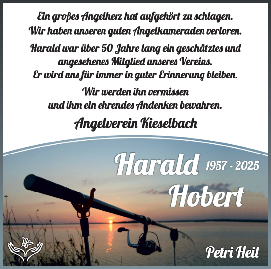 Traueranzeige von Harald Hobert von Südthüringer Presse