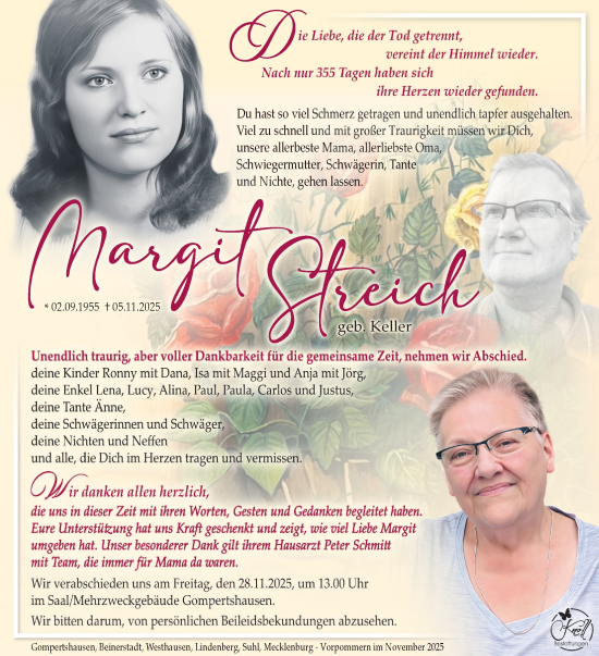 Traueranzeige von Margit Streich von Südthüringer Presse